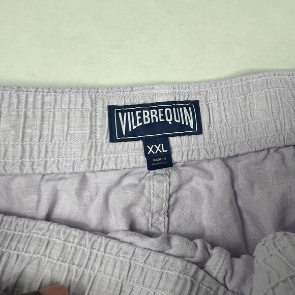 Vilebrequin Mens Linen Cargo Shorts Purple XXL Baggy Beach Utility Drawstring - Picture 3 of 10
